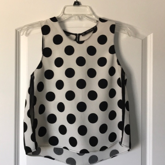 Zara Tops - Zara white tank blouse with black polka dots.